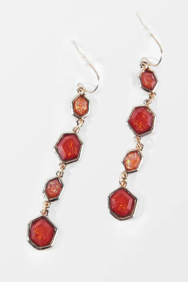 Women Jewellery Cupshe Katerina Burgandy Geometric Earring Multicolor
