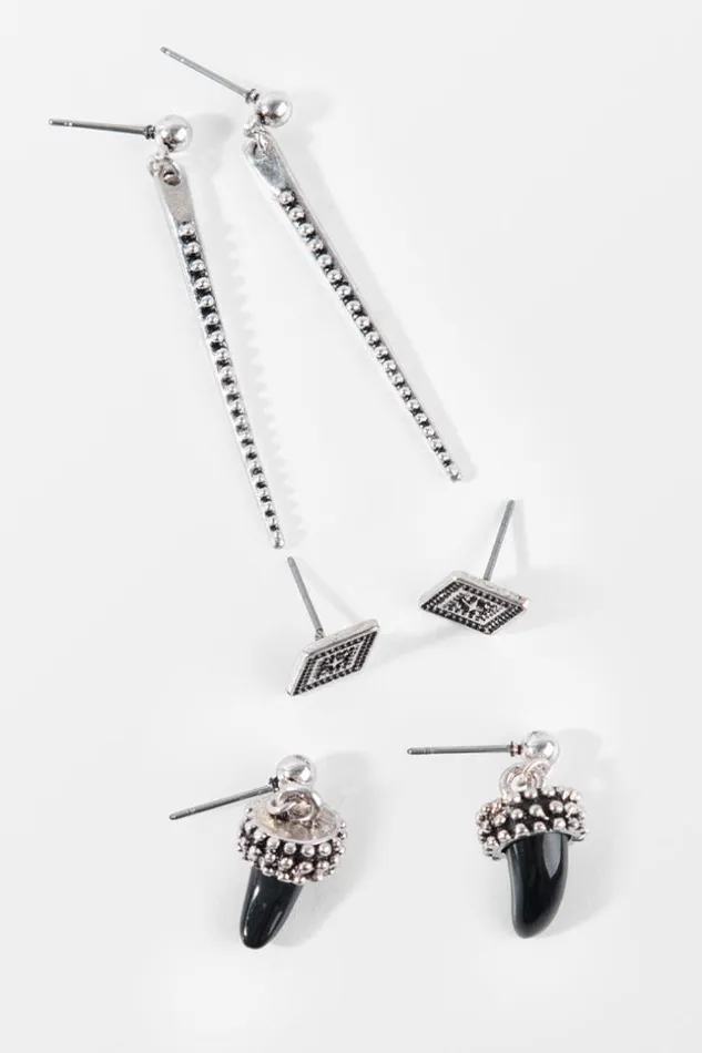 Women Jewellery Cupshe Katerina Geometric Print Resin Earring Black