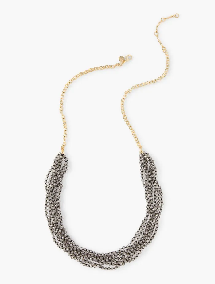 Women Jewelry Talbots Beaded Layer Necklace Black Multi