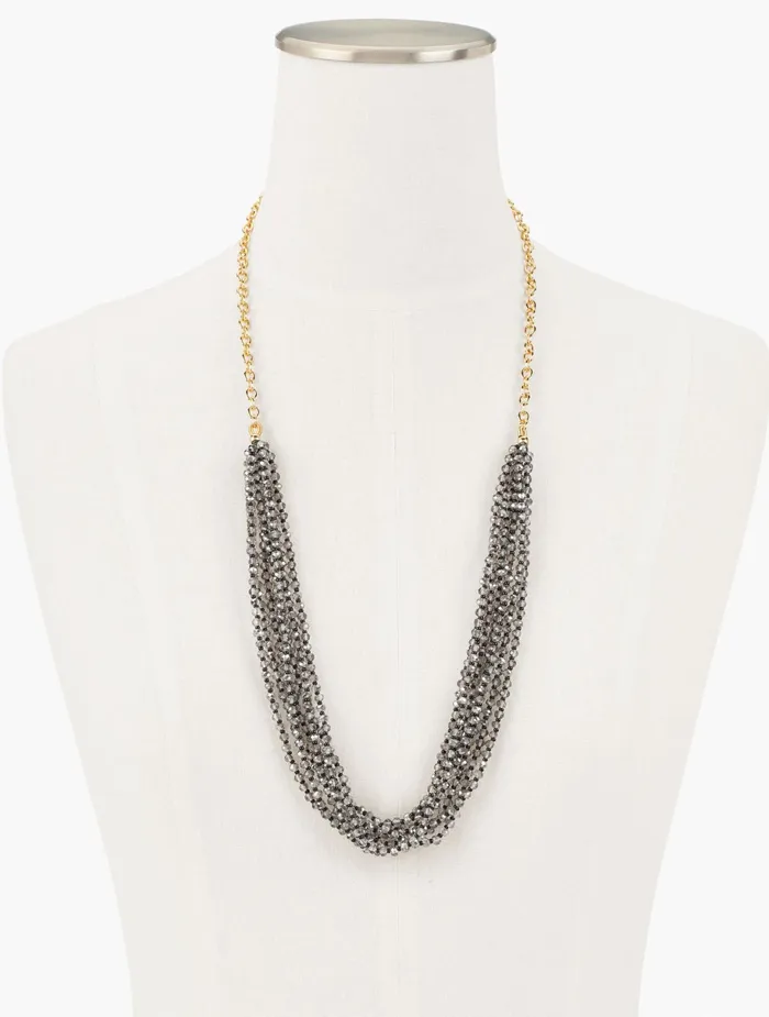 Women Jewelry Talbots Beaded Layer Necklace Black Multi
