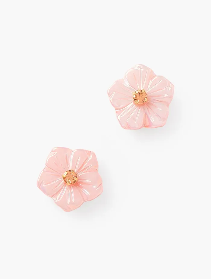 Women Jewelry Talbots Carved Flower Pearl Earrings Blush Pink12k Gold