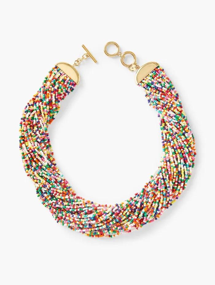 Women Jewelry Talbots Colorful Seeded Torsade Necklace White Multigold