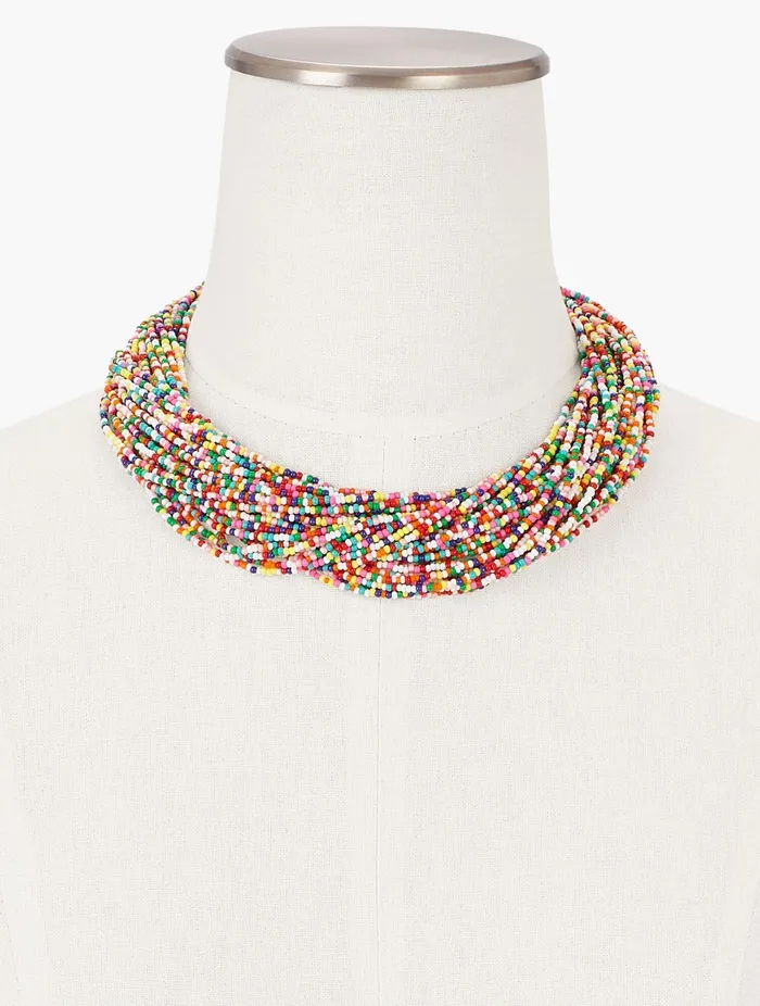 Women Jewelry Talbots Colorful Seeded Torsade Necklace White Multigold