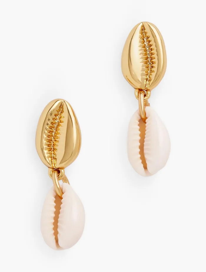 Women Jewelry Talbots Cowrie Shells Earrings Gold