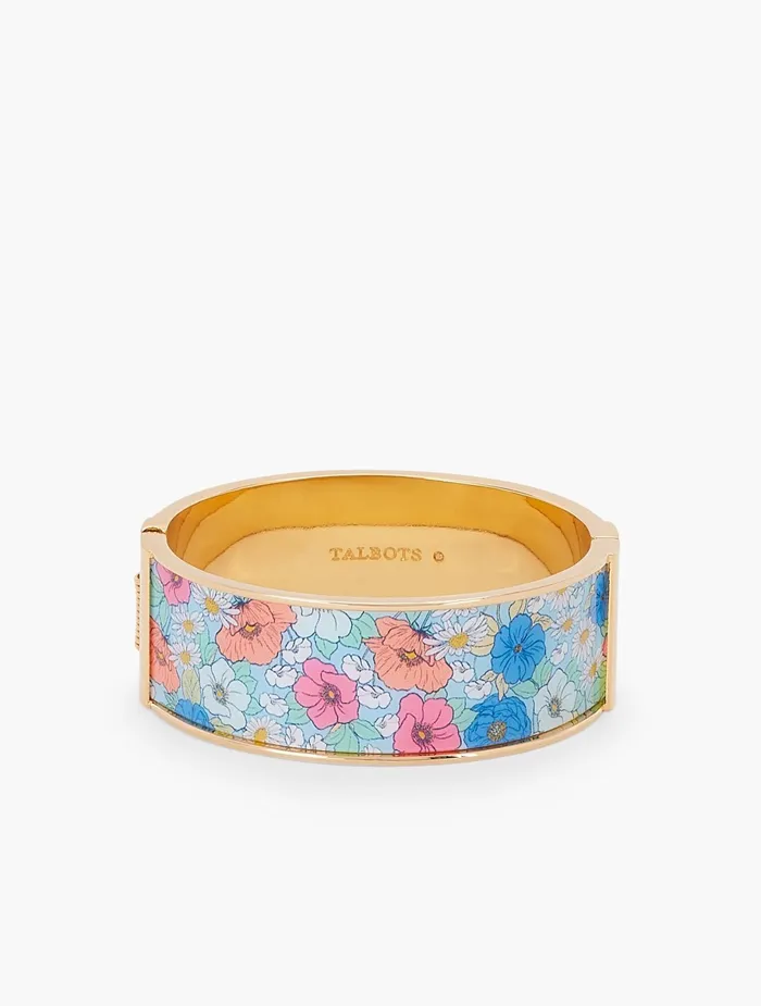 Women Jewelry Talbots Enamel Bangle Floral Laguna Blue Multi