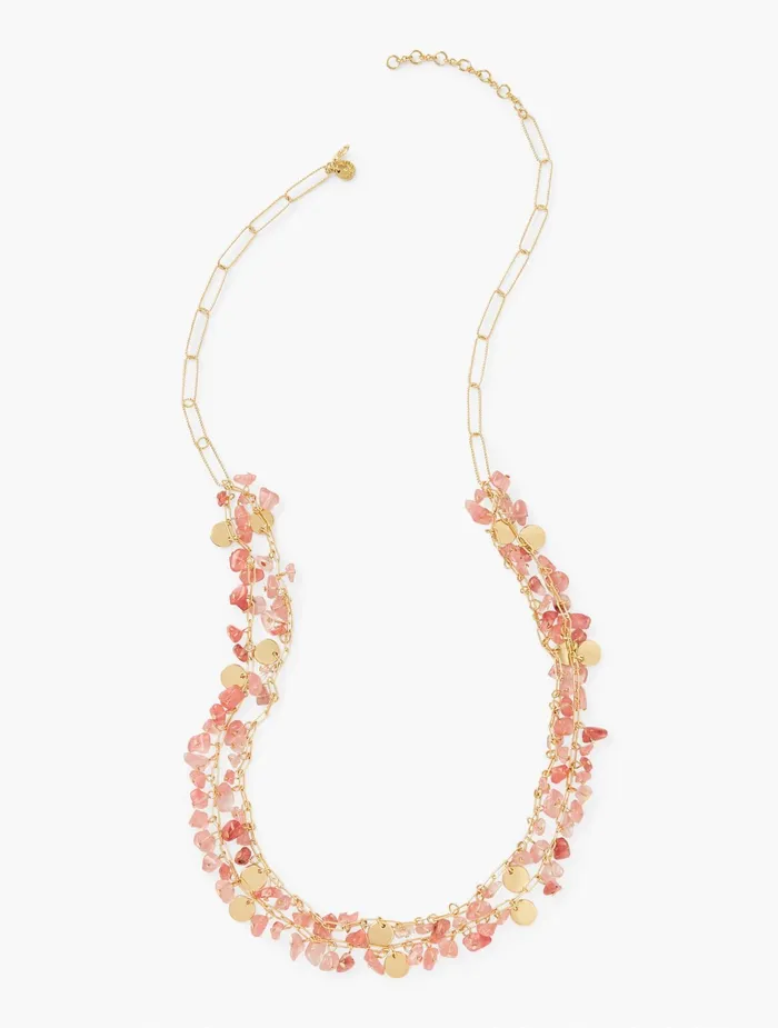 Women Jewelry Talbots First Blush Layer Necklace Gardenia Pink Multi