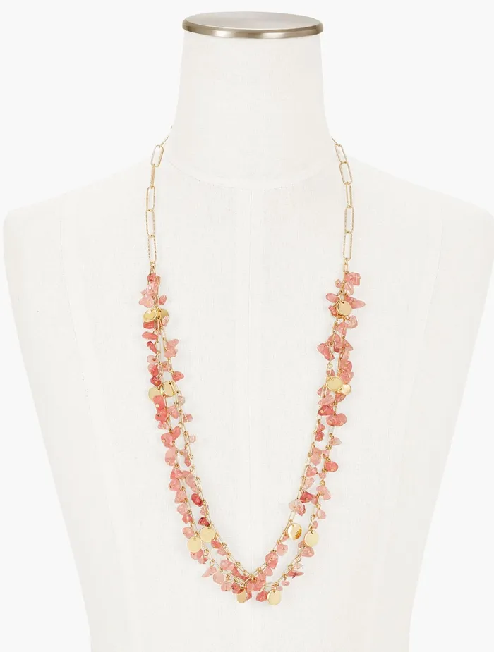 Women Jewelry Talbots First Blush Layer Necklace Gardenia Pink Multi