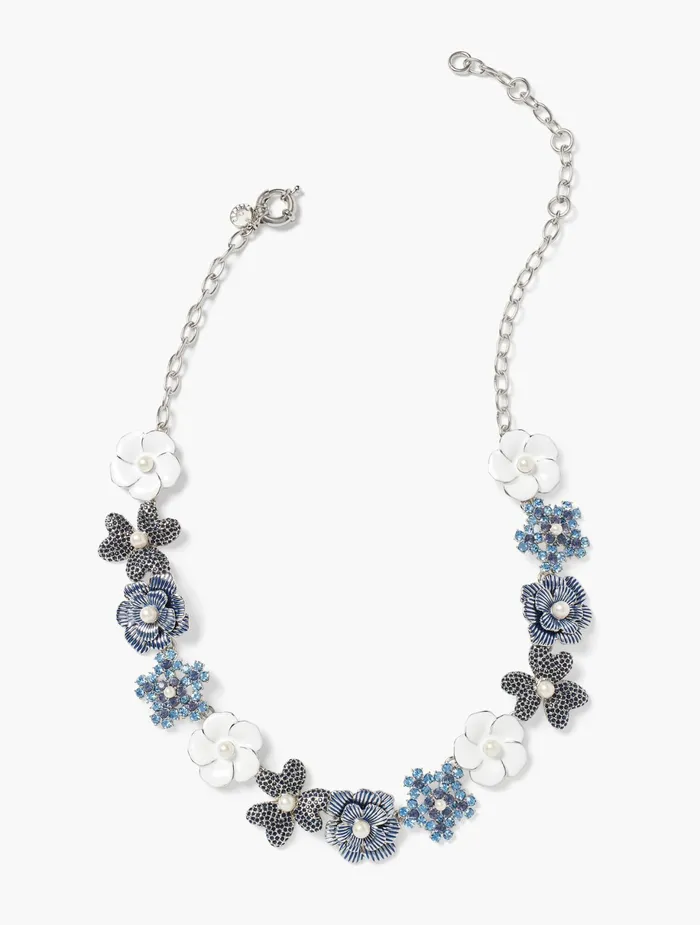Women Jewelry Talbots Petals And Pearls Necklace Larkspurs Blue