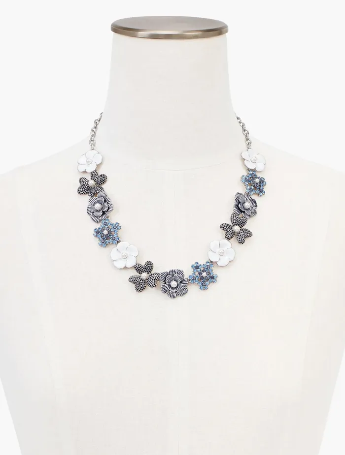 Women Jewelry Talbots Petals And Pearls Necklace Larkspurs Blue
