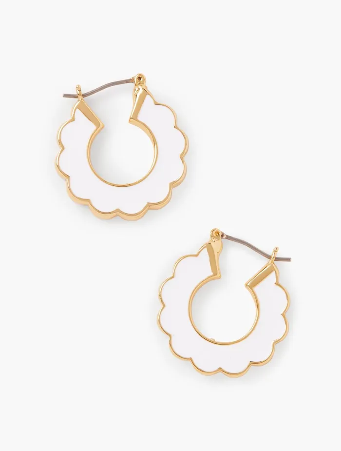 Women Jewelry Talbots Scalloped Enamel Hoop Earrings Cobalt Blue