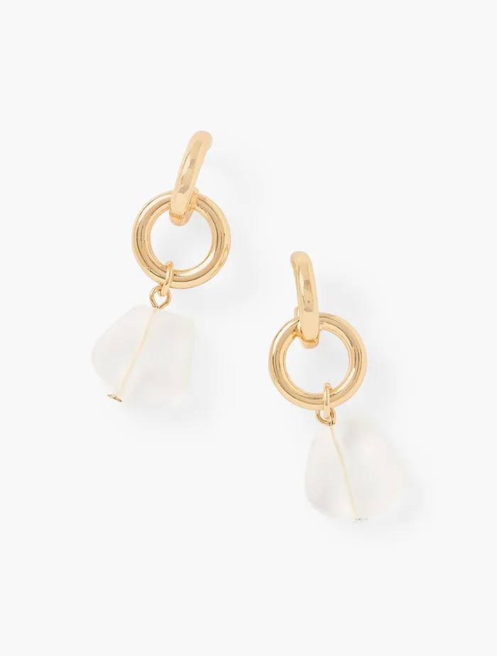 Women Jewelry Talbots Seaglass Hoop Earrings White12k Gold