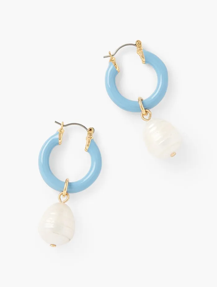 Women Jewelry Talbots Seaside Charms Hoop Earrings Sea Opal Multi