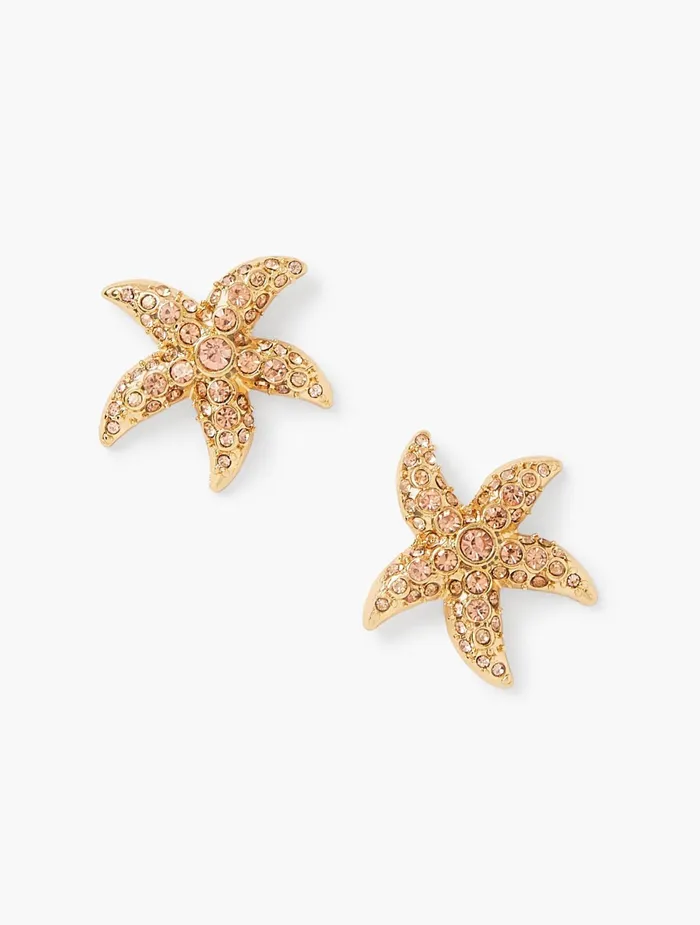 Women Jewelry Talbots Statement Starfish Earrings Scallop Pinkgold