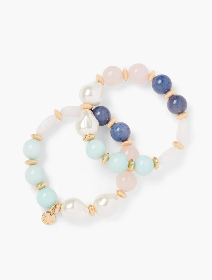 Women Jewelry Talbots Stretch Bracelet Set Blue Blossom