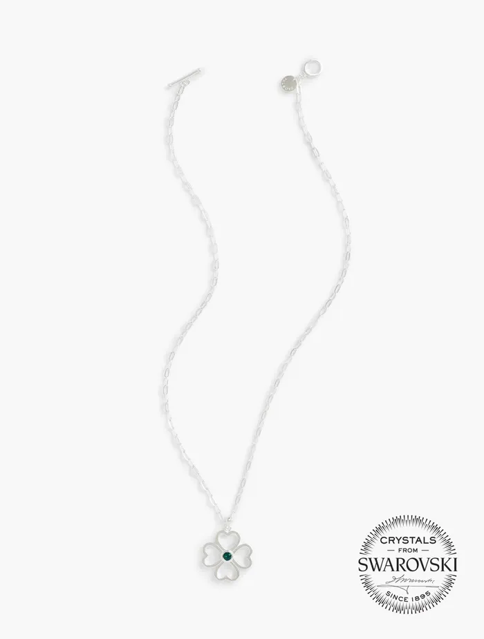 Women Jewelry Talbots Swarovski Emerald and Sterling Lucky In Love Pendant Emeraldsterling Silver
