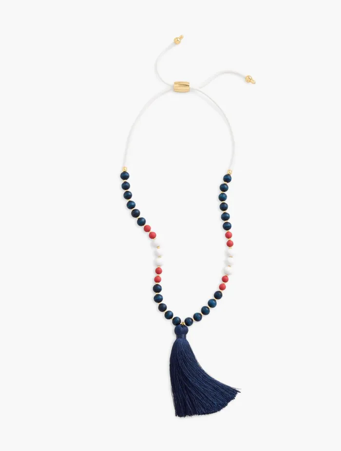 Women Jewelry Talbots Tasseled Americana Necklace India Ink Multi