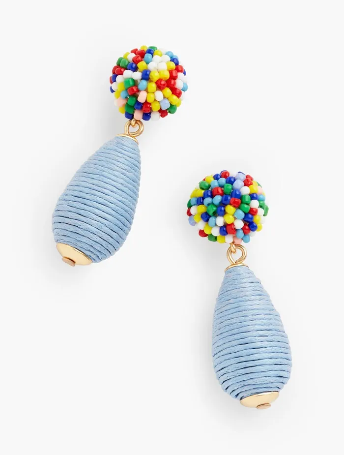 Women Jewelry Talbots Thread Wrapped Drop Earrings Indigo Multi