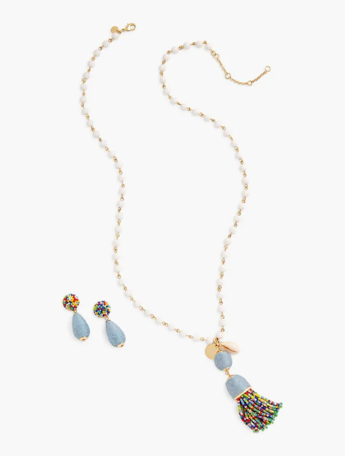 Women Jewelry Talbots Thread Wrapped Drop Earrings Indigo Multi