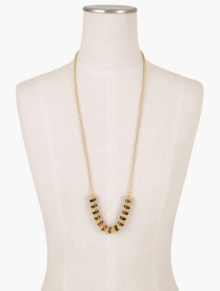 Women Jewelry Talbots Tortoise and Gold Beaded Necklace Tortoisegold