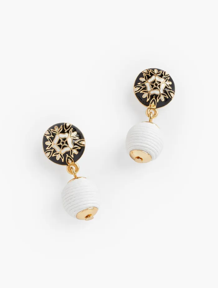 Women Jewelry Talbots Wrapped Bead Drop Earrings Black Multi