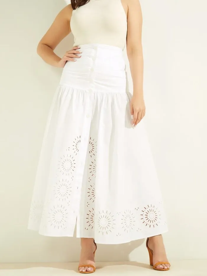 Women Kaia Poplin Maxi Skirt Blanc Pur Marciano Bottoms