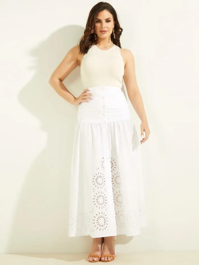 Women Kaia Poplin Maxi Skirt Blanc Pur Marciano Bottoms