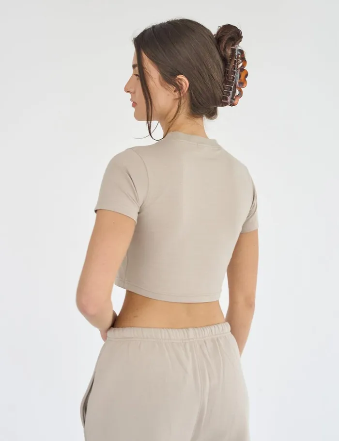 Women Kaiia Baby Tee Stone Stone Public Desire Tops