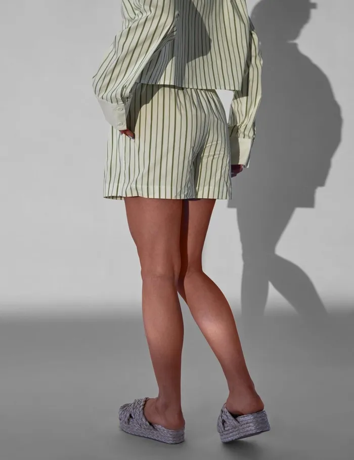 Women Kaiia Boxer Shorts Co Ord Green Stripe Green Public Desire Festival