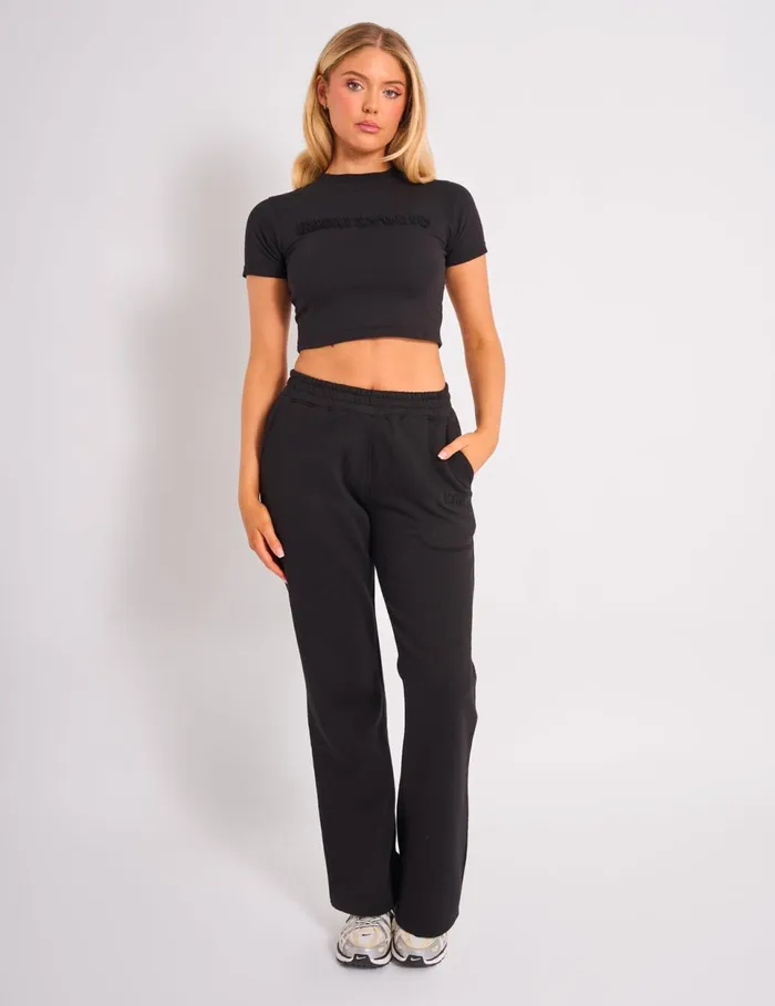 Women Kaiia Bubble Borg Baby Tee Black Black Public Desire Tops