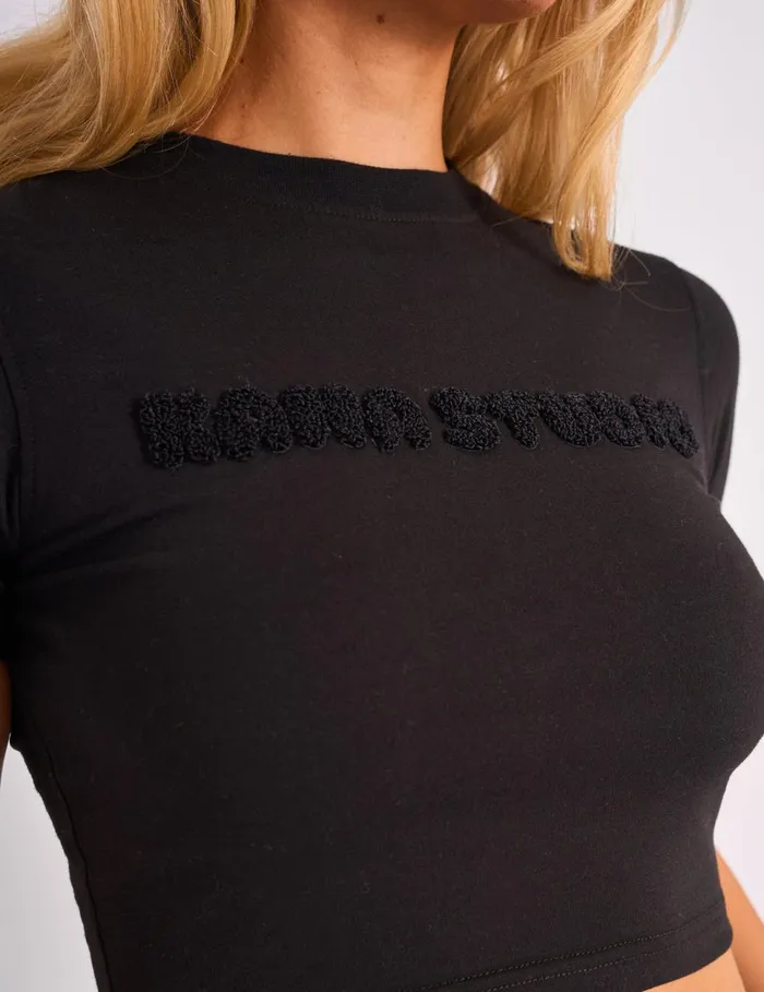 Women Kaiia Bubble Borg Baby Tee Black Black Public Desire Tops