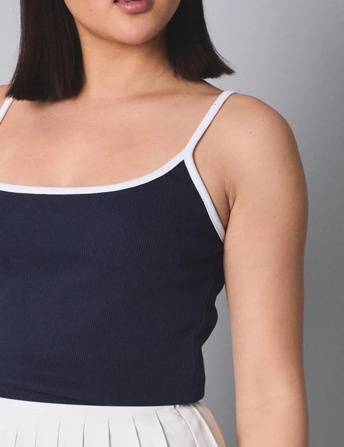 Women Kaiia Contrast Cami Vest Top Navy Navy Public Desire Tops