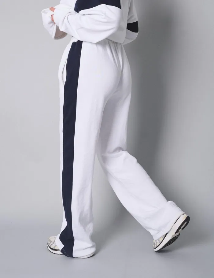 Women Kaiia Contrast Panel Wide Leg Sweat Pants White Navy Navy Public Desire View All Clothing