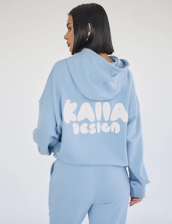 Women Kaiia Design Bubble Logo Oversized Hoodie Baby Blue Blue Public Desire View All Clothing