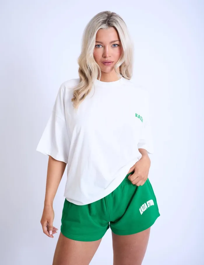 Women Kaiia Design Oversized White and Green TShirt Cream Public Desire Tops
