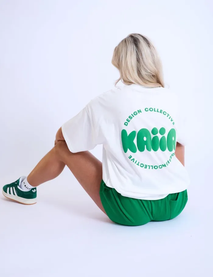 Women Kaiia Design Oversized White and Green TShirt Cream Public Desire Tops