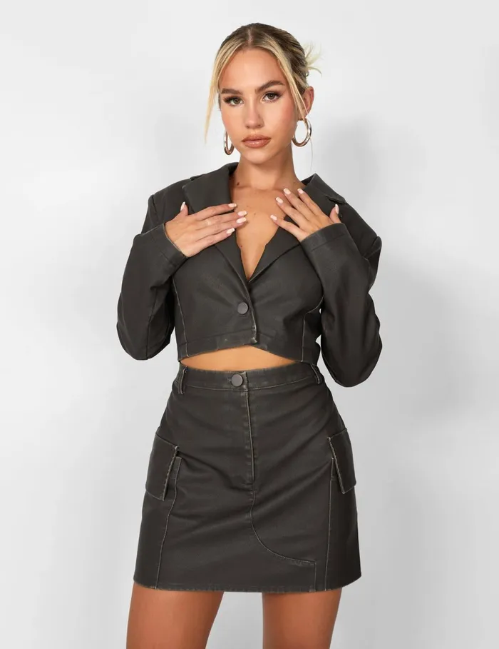 Women Kaiia Distressed Leather Look Cropped Blazer Coord In Brown Brown Public Desire Two Piece Sets Women Kaiia Distressed Leather Look Cropped Blazer Coord In Brown Brown Public Desire Two Piece Sets