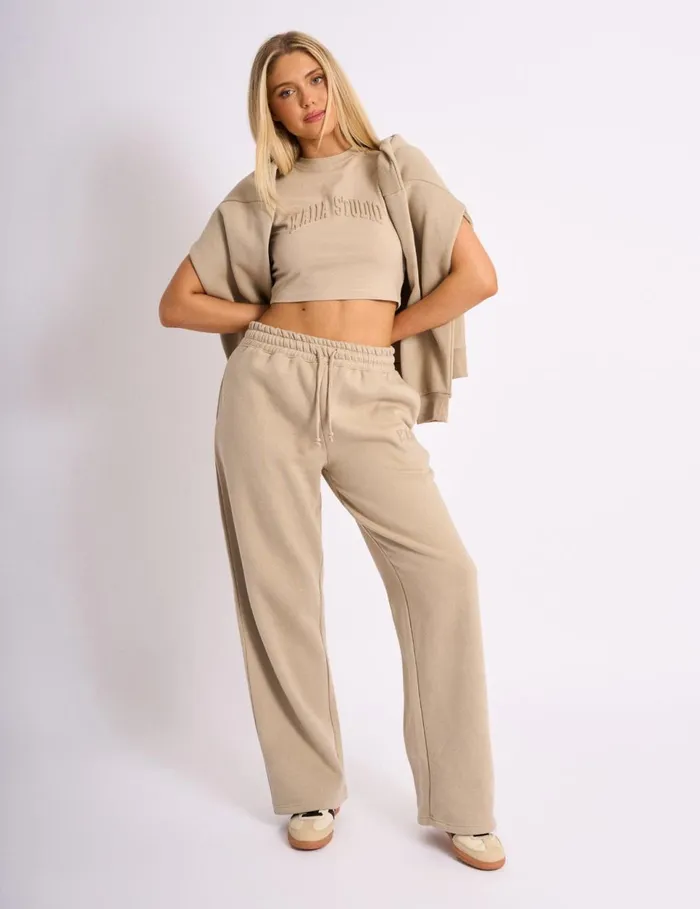 Women Kaiia Embossed Logo Wide Leg Joggers Stone Stone Public Desire Jogger and Leggings Women Kaiia Embossed Logo Wide Leg Joggers Stone Stone Public Desire Jogger and Leggings