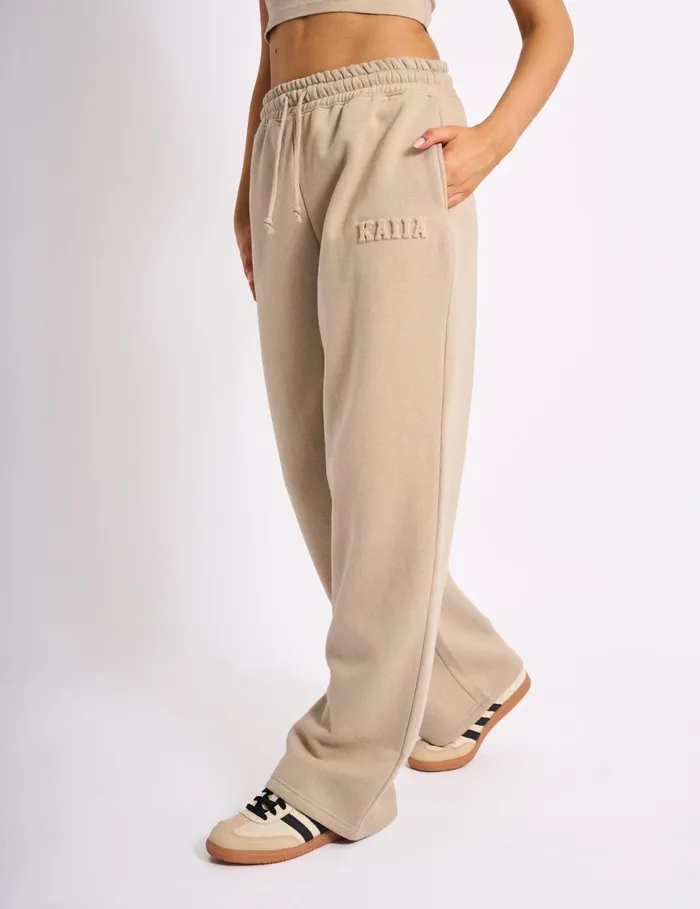 Women Kaiia Embossed Logo Wide Leg Joggers Stone Stone Public Desire Jogger and Leggings