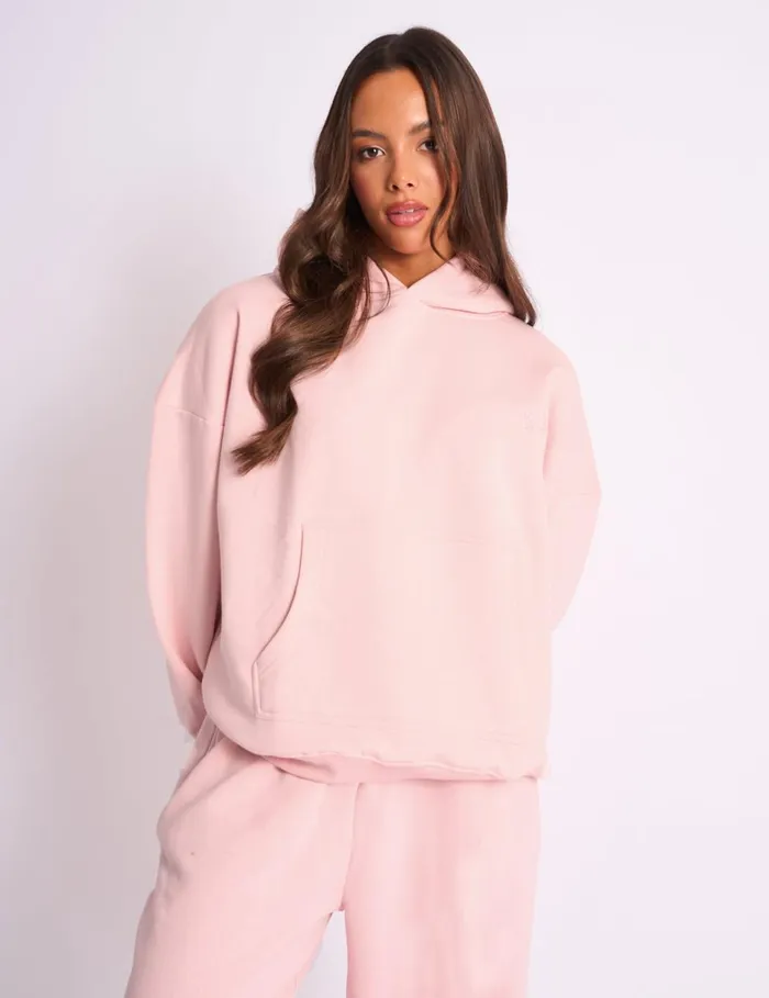 Women Kaiia Embossed Oversized Hoodie Baby Pink Pink Public Desire Tailoring