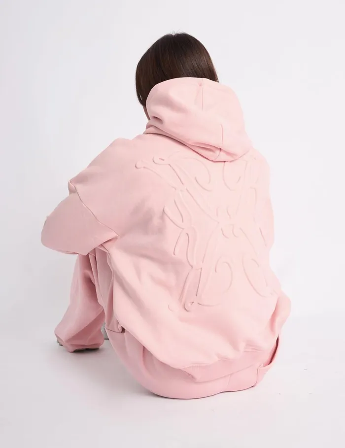Women Kaiia Embossed Oversized Hoodie Baby Pink Pink Public Desire Tailoring