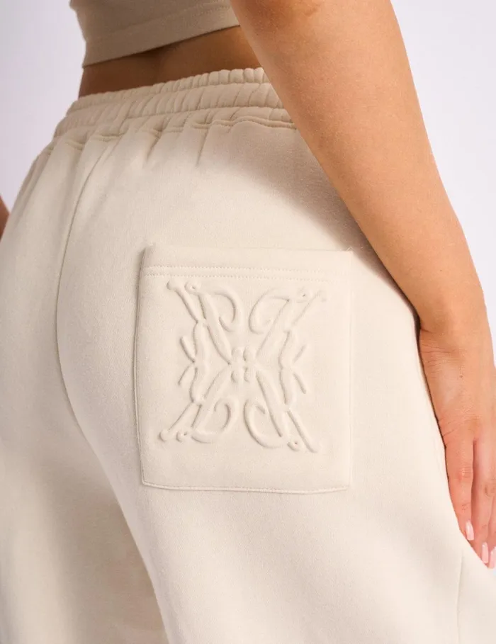 Women Kaiia Embossed Wide Leg Joggers Cream Cream Public Desire Jogger and Leggings