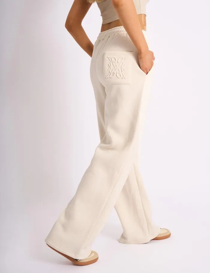 Women Kaiia Embossed Wide Leg Joggers Cream Cream Public Desire Jogger and Leggings