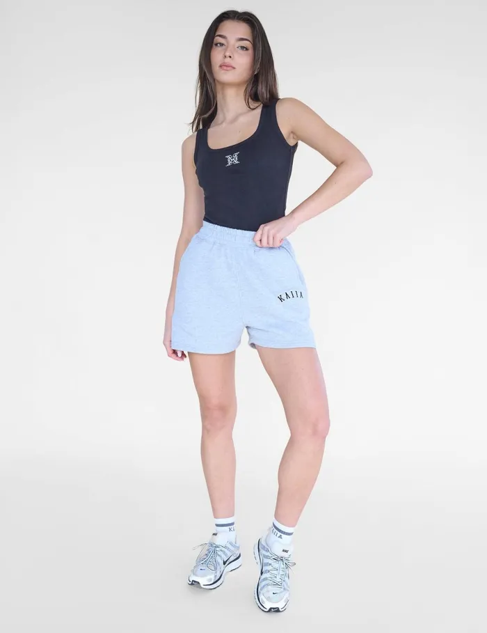 Women Kaiia Logo Sweat Shorts Grey Marl and Black Marl Public Desire Shorts