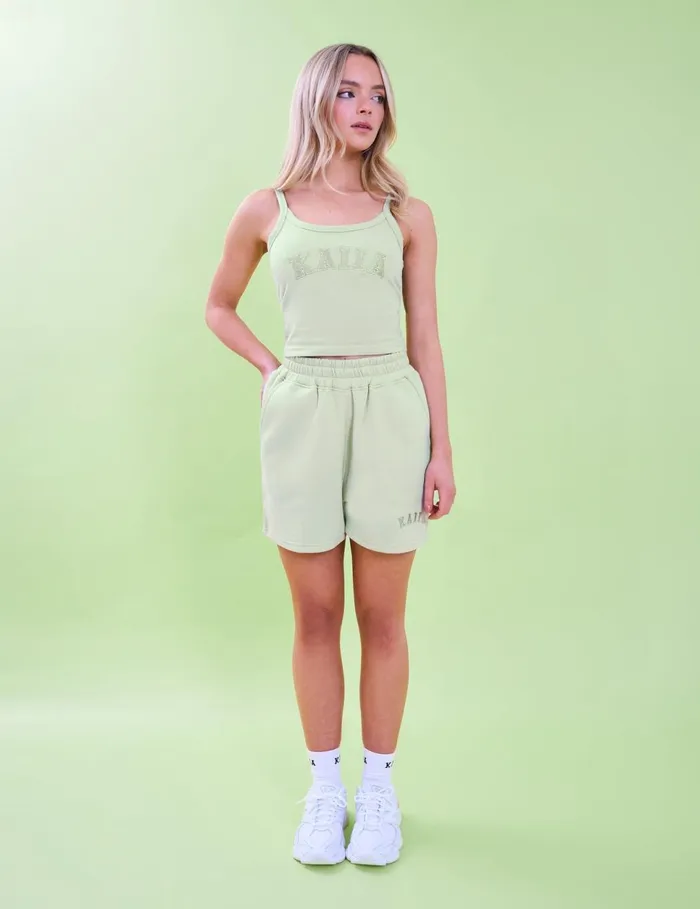 Women Kaiia Logo Sweat Shorts Light Green Lime Public Desire Holiday
