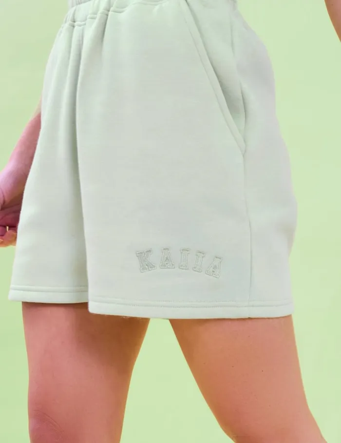 Women Kaiia Logo Sweat Shorts Light Green Lime Public Desire Holiday
