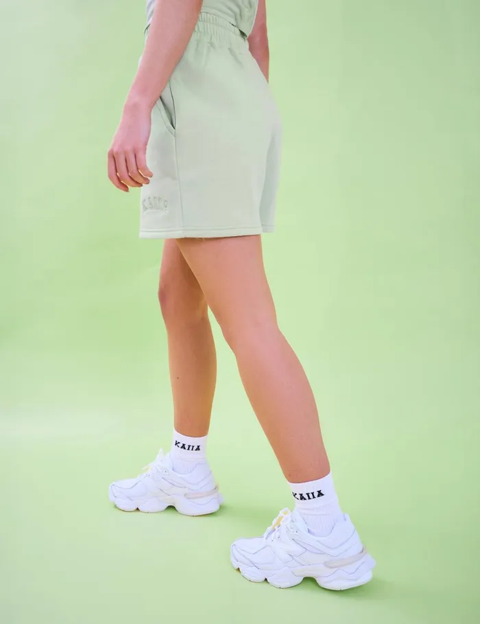 Women Kaiia Logo Sweat Shorts Light Green Lime Public Desire Holiday