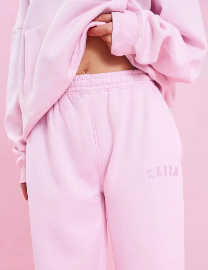 Women Kaiia Logo Wide Leg Sweat Pants Baby Pink Pink Public Desire View All Clothing