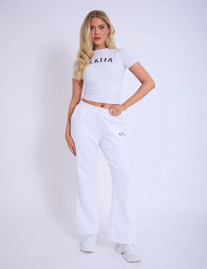 Women Kaiia Longline Baby Tee Light Grey Marl and Navy Navy Public Desire Tops