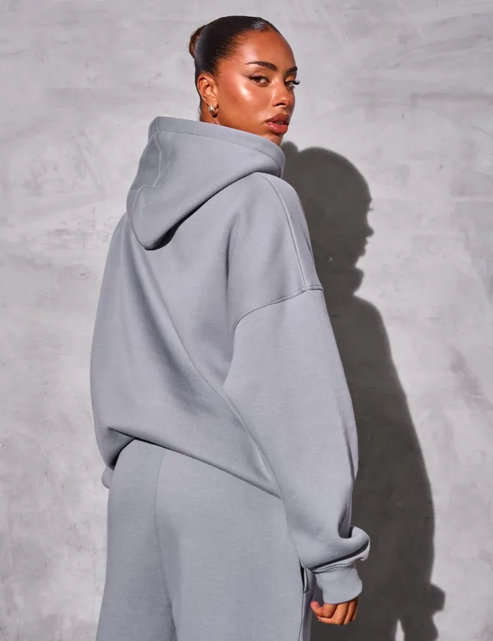Women Kaiia Outline Logo Oversized Hoodie In Dove Grey Grey Public Desire Sweatshirt and Hoodies