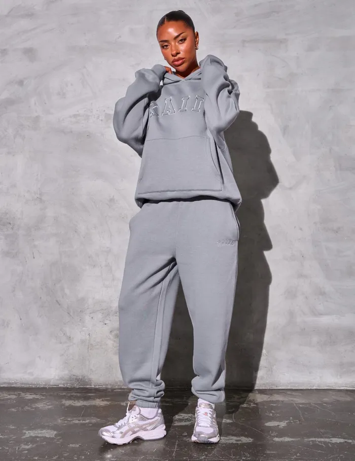Women Kaiia Outline Logo Oversized Hoodie In Dove Grey Grey Public Desire Sweatshirt and Hoodies
